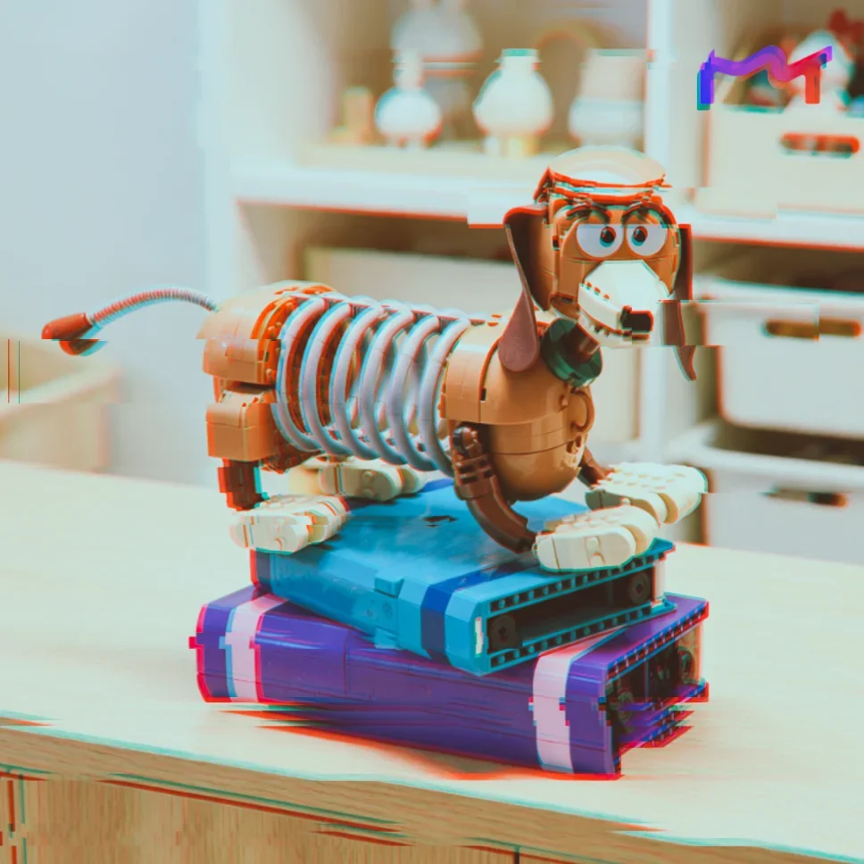 2026 New 1311pcs Toy Dog Bookends Dachshund Spring Dog Bookshelf Building Blocks Puzzle Model Toys For Birthday Ornament Gift