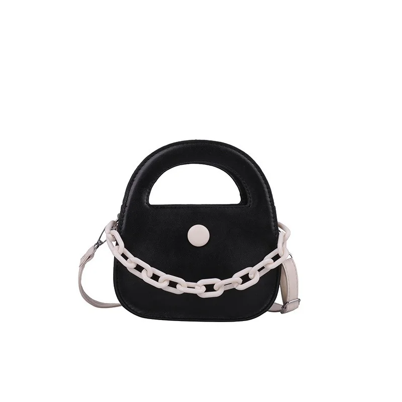 Hand Carry Small Women Bag 2022 New Trendy Fashion One-shoulder Messenger Bag Solid Color Casual Thick Chain Lady Bag