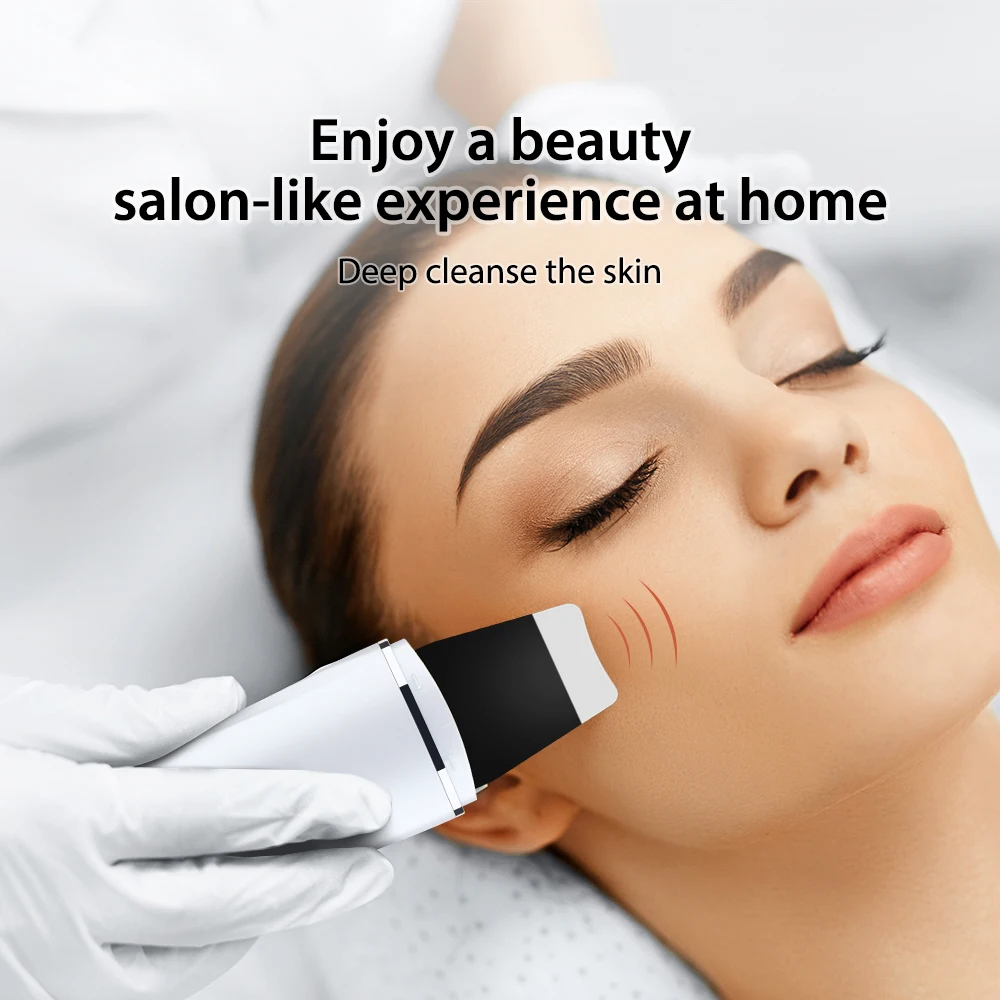 Ultrasonic Skin Scrubber Blackhead Remover Facial Cleanser 3 Modes Peeling Shovel Face Lifting Tool EMS Spatula Deep Cleansing
