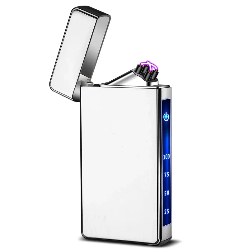 Rechargeable USB Type-C Charging Lighter Double Fire Arc/Touch Screen Power Digital Display Pulse Cigarette Electric Lighter