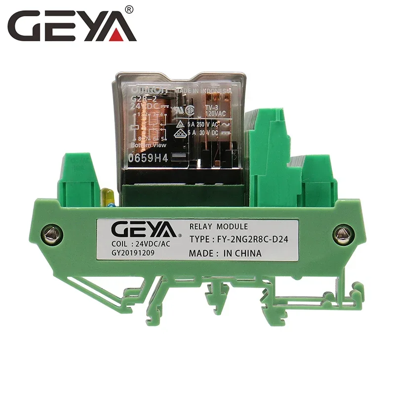 GEYA 2NG2R  8 Channel Relay Module 2NO 2NC 12V 24V AC & DC DPDT Relay for PLC Automation Project