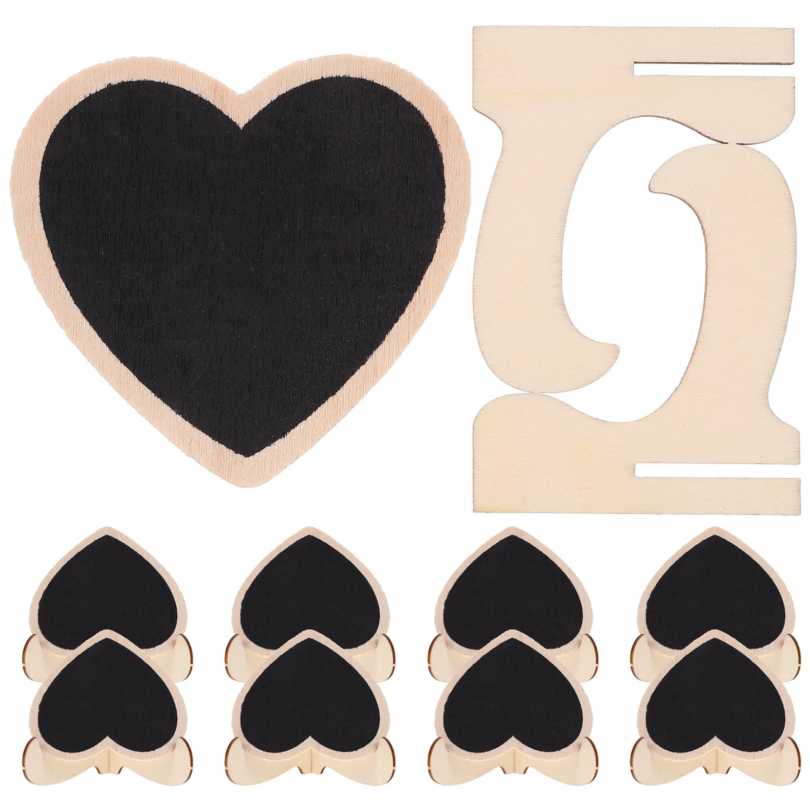 10 قطعة السبورة الخشبية على شكل قلب سبورة صغيرة لحفلات الزفاف وعيد الميلاد وقائمة الجدول رقم علامة عرض متعددة الوظائف #1