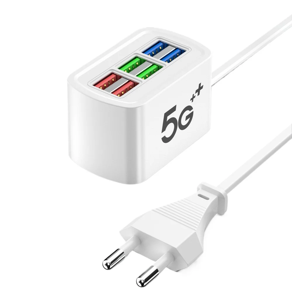 Stacja ładująca 6 w 1 USB z szybkim ładowaniem, listwa zasilająca z kablem 1m, hub USB, adapter, gniazdo do iPhone 16 17 Samsung Xiaomi, wtyczka EU US — 2