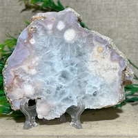 Pink Amethyst Flower Agate Slab Slice Geode Crystal Natural Druzy Stone Quartz Mineral Gemstones Minerals Home Decoration+Stand 3