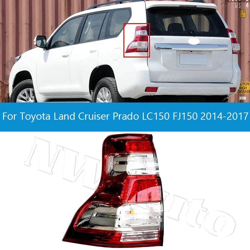 

Задний бампер в сборе для Toyota Land Cruiser Prado 2014 2015 2016 2017, серия LC150 FJ150, стоп-сигнал, задний фонарь
