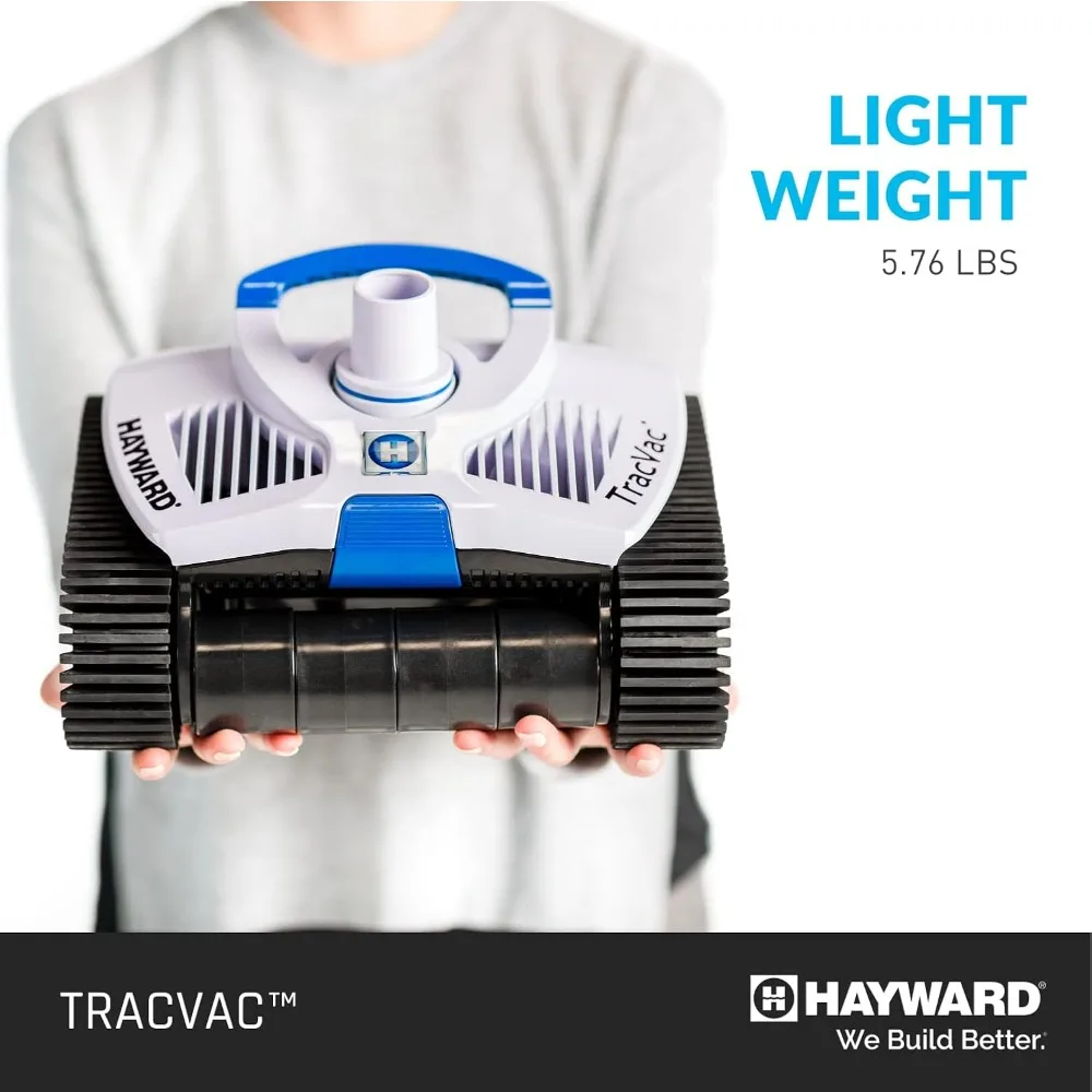 TracVac aspiradora de succión automática, ligera, con manguera y válvula, para mantenimiento de piscinas en el suelo, blanco