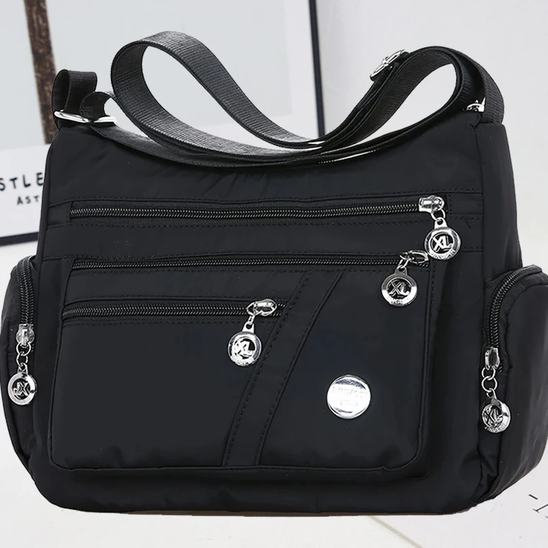 Lässige Damen-Umhängetasche aus Oxford-Gewebe, Wasserdichte Reißverschluss-Handtasche, Große Kapazität Reise-Crossbody-Tasche – Detail 6