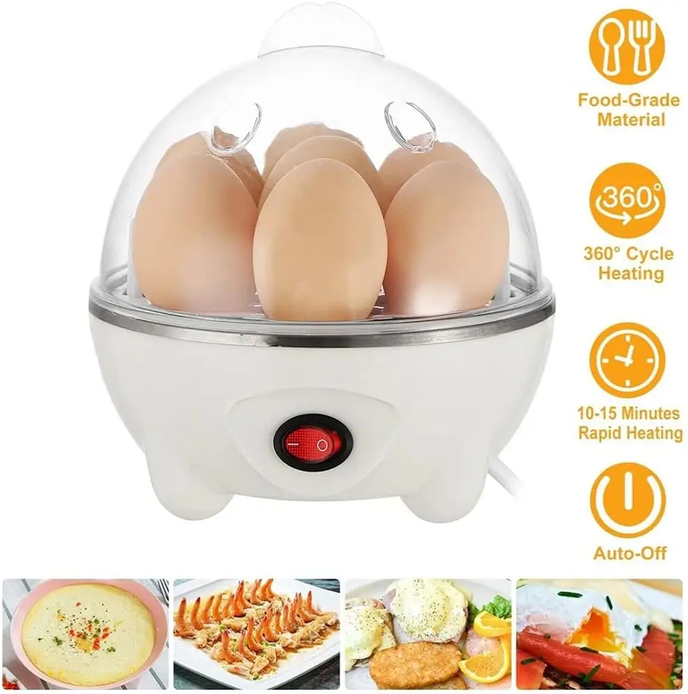 

Egg Cooker Electric 6 Eggs Capacity, Soft, Medium, Hard Boiled, Poacher, Omelet Maker Egg Poacher With Auto Shut-Off, BPA Free