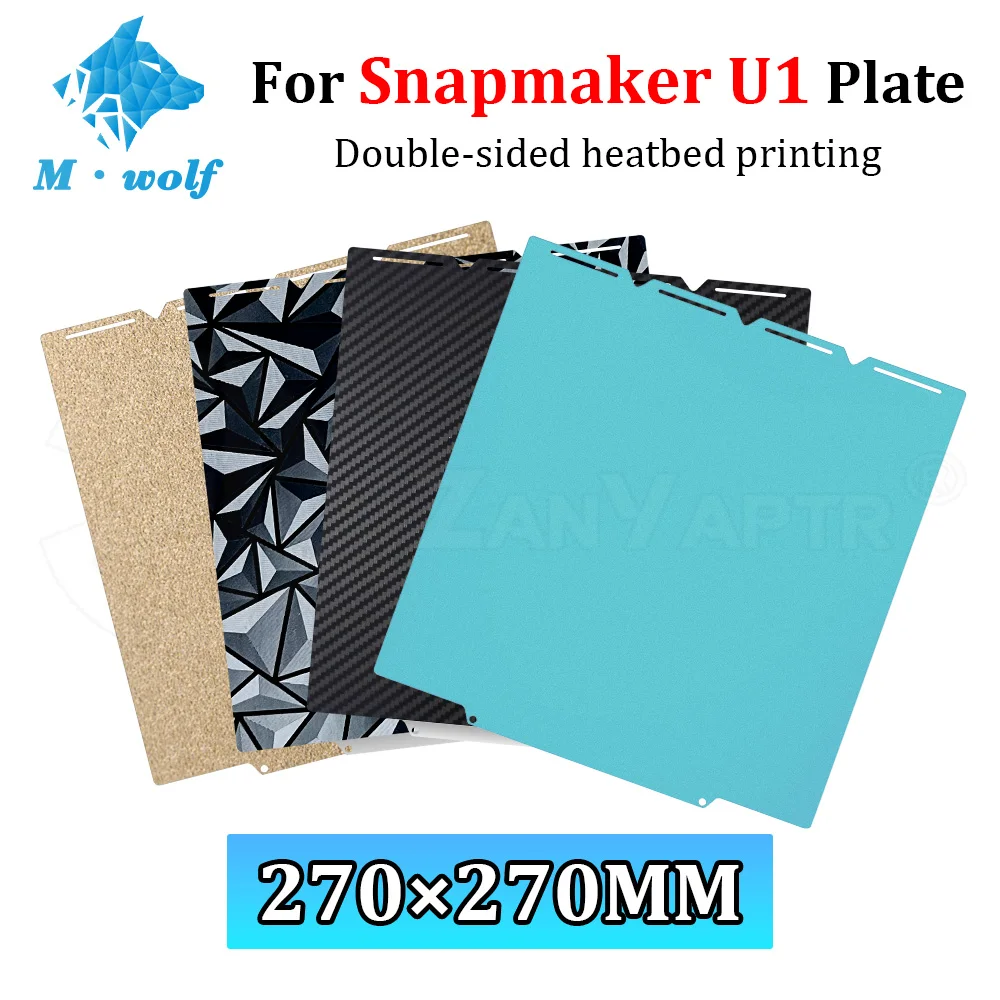 

270x270mm For Snapmaker U1 Build Plate Double-sided Printing PEI PET PEO PEY Cool Plate For Snapmaker 3D Printer Parts Upgrade