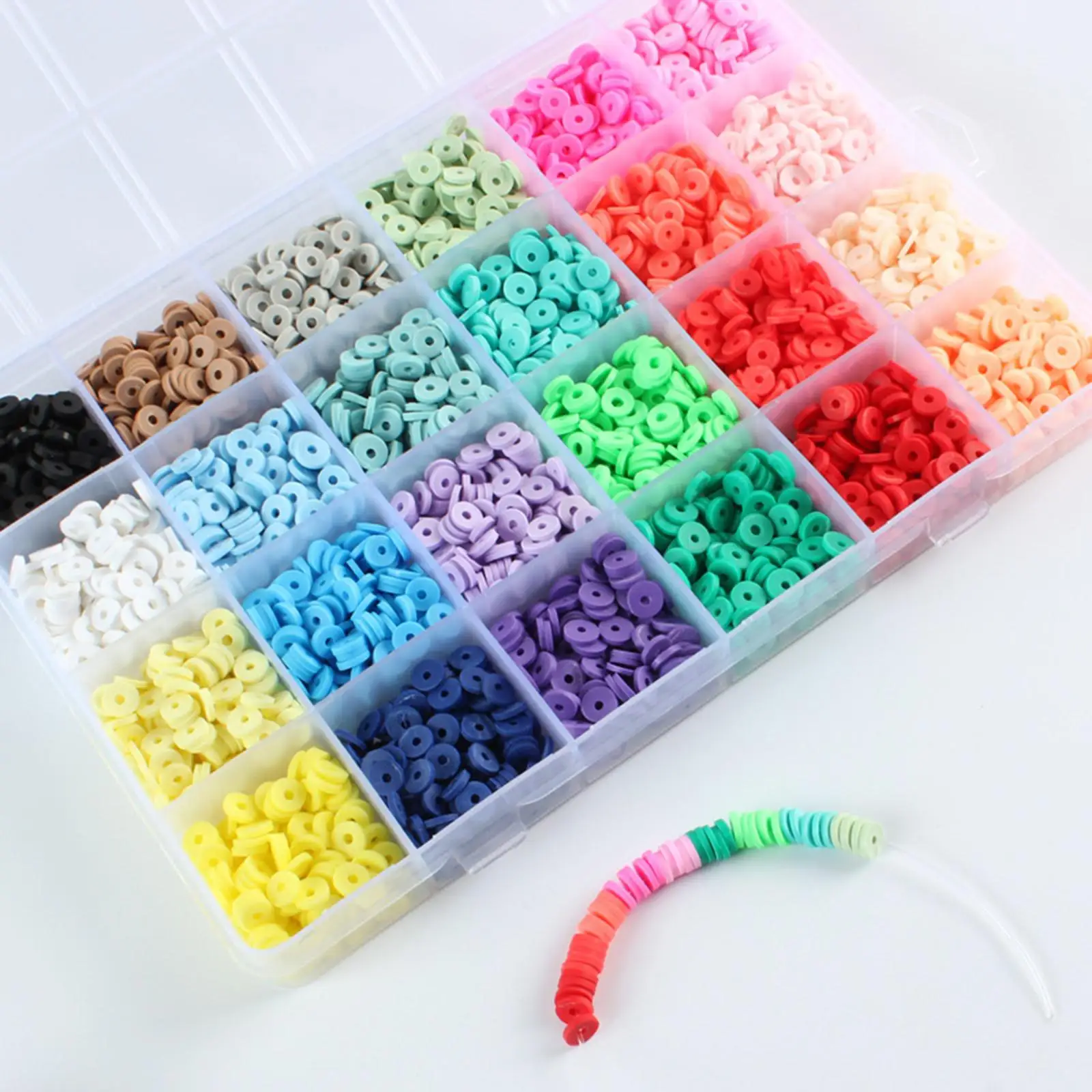 4800pcs/box Flat Round Handmade Round Polymer Clay Chip Disk Loose Spacer Beads for DIY Jewelry Making Necklace Bracelet Finding