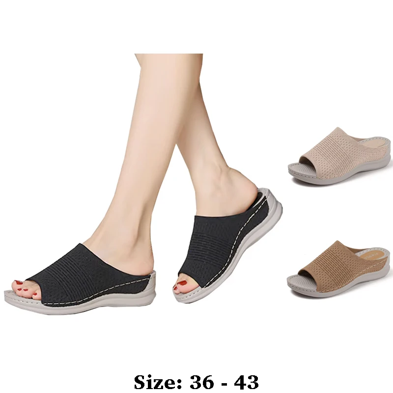 

High quality flat sandals for women 5cm mid heel hollow out new summer 2026 36 42 open toe casual beach shoe black brown beige