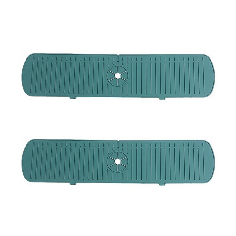 2Pcs Kitchen Faucet Splash Pad Silicone Faucet Protector Mat Drain Pad Countertop Protector (61X14.5X0.5Cm)-[A04I]