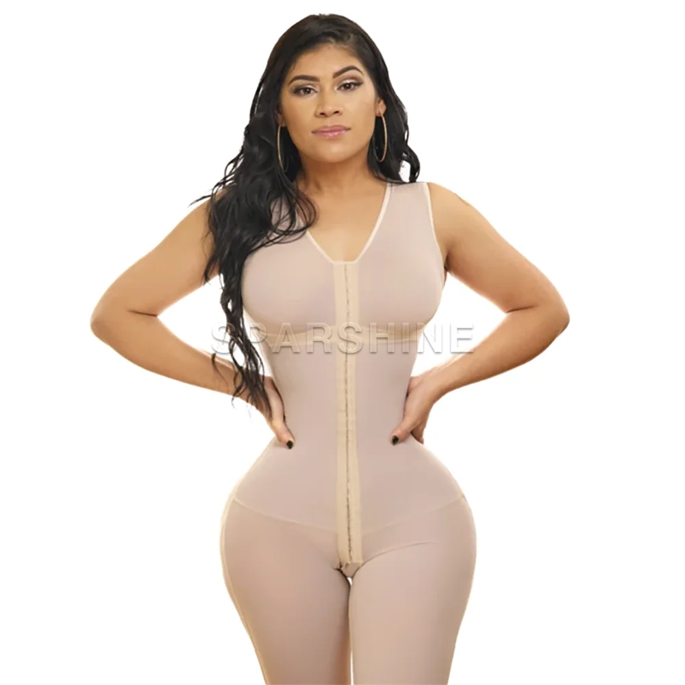 Fajas Colombianas Women Body Shaper With Front Zipper One-Piece Shapewear Full Body Abdominal Control Butt Lifter Bodysuit