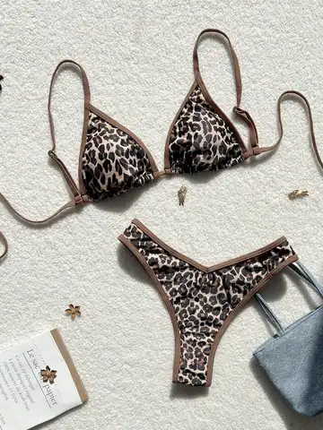 Summer leopard print sexy swimsuit bikini swimsuit set for beach vacation suitable for women