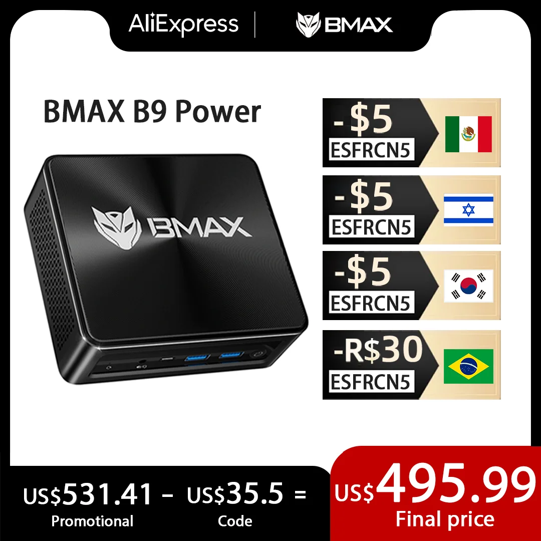 BMAX-Mini PC B9 Power Intel Core i9-12900H, 14 n evropedadosгаelier. 5,0 GHz, 24 GB LPDDR5 RAM, 1 TB SSD, WiFi 6, Bluetooth 5,2, compatibel