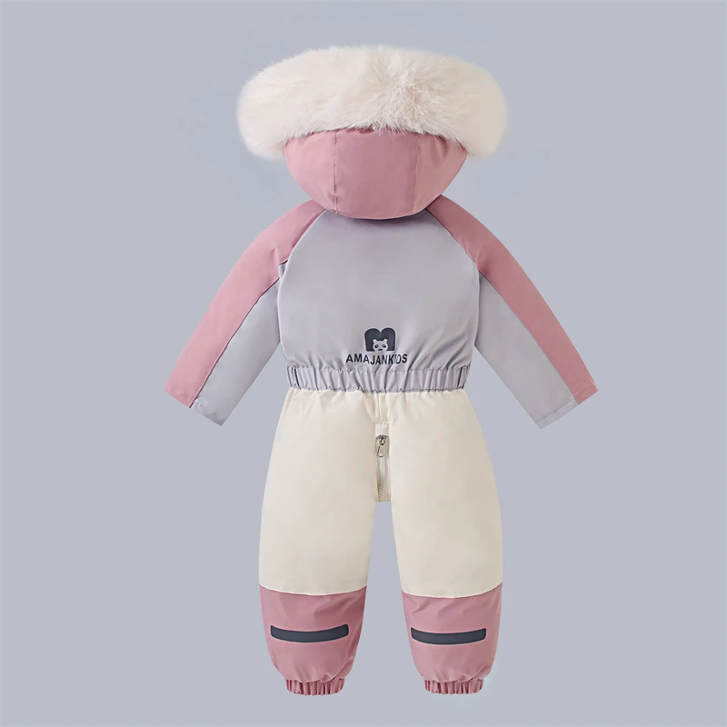 Russia Winter Baby Ski Suit Plus Velvet Baby Jumpsuit Patchwork Boys Overalls Warm Kids Clothes Thicken Children Jumpsuit 1-5Yrs