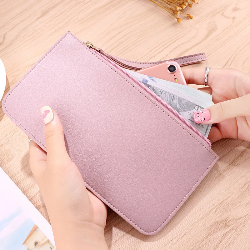 New Wholesale Soft Face Double Layer Women's Wallet, Student Handbag, Mobile Phone Bag, Large Capacity Zero Wallet