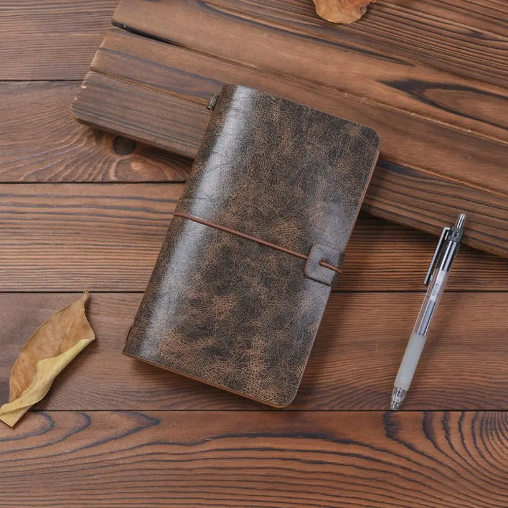 Vintage Portable Leather Notebook Hand Ledger Exquisite Diary Book Hardcover a6 Notepad Office