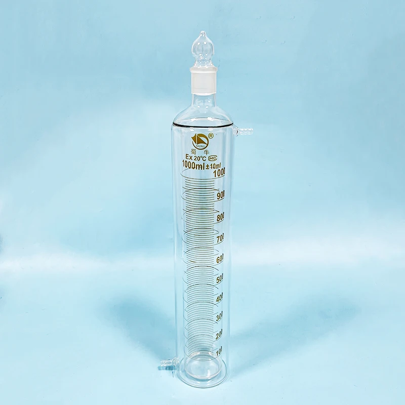 

SHUNIU Glass double-deck measuring cylinder with ground-in glass stopper 1000mL 29/32, No base, Jacket-layer mezzanine cylinder