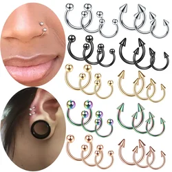 1pc Steel Circular Barbell Horseshoe 18G 16G Lip Eyebrow Nose Septum Piercings Hoop Ear Cartilage Helix Lobe Earring Piercings