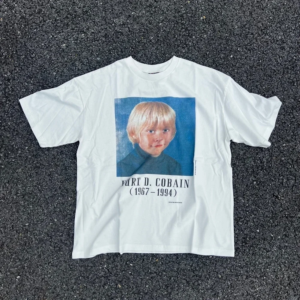 

Frog Drift KURT COBAIN Streetwear Graphics Printed Vintage Clothing 100%Cotton Loose Oversize Tops Casual Tee T Shirt For Men