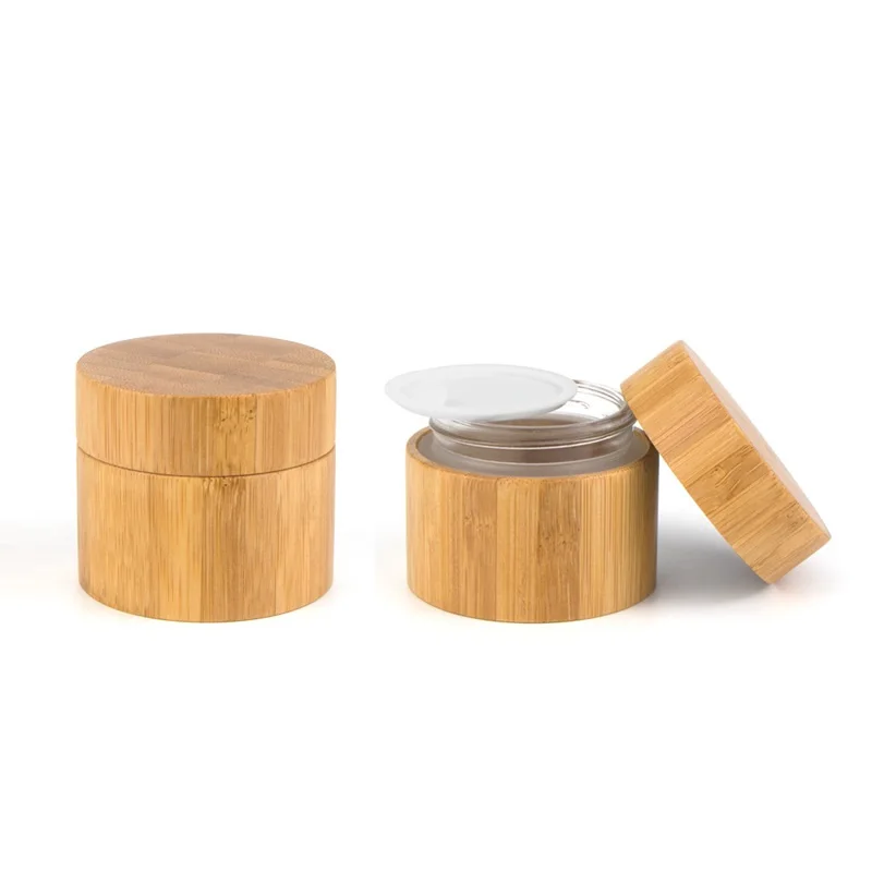 

10Pcs 30/50g Natural Bamboo Refillable Bottles Cosmetics Jar Box Makeup Cosmetics Storage Pot Empty Kincare Facial Cream Pots