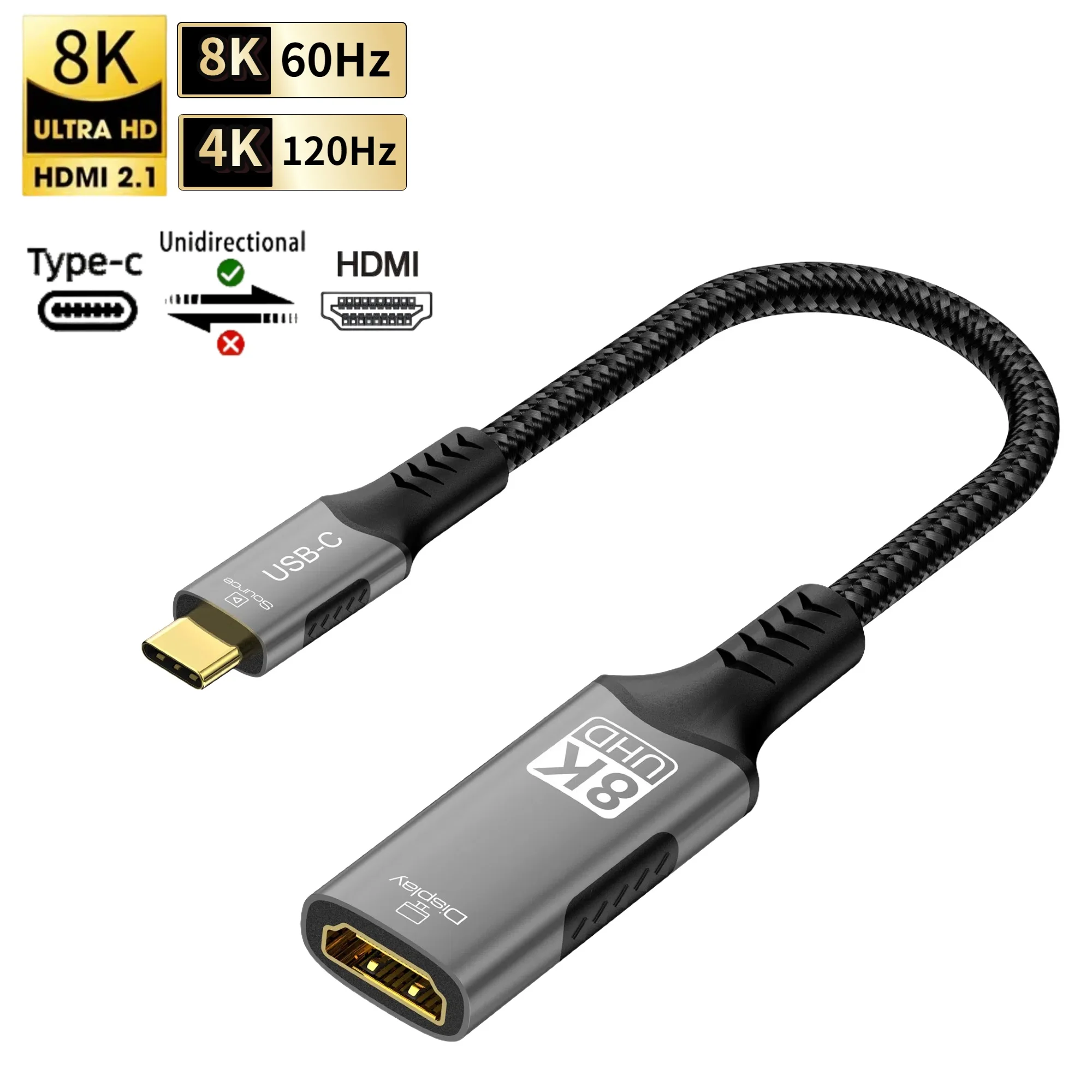 Typ C auf HDMI-Kabel 8K@60Hz 4K@120Hz 2K@240Hz USB C auf HDMI 2.1 Kabel kompatibel für TV-Konverter MacBook iPad Samsung Galaxy – Detail 28