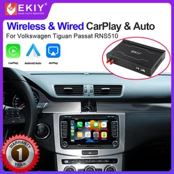 EKIY-reproductor multimedia con Android y navegación automática para Volkswagen Radio inalámbrica con CarPlay Mirror Link para VW Tiguan Passat Sharan Toura RNS510