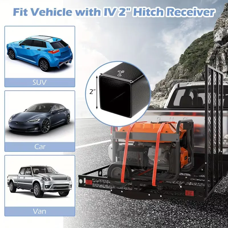 Heavy Duty Wheelchair Carrier with Foldable Ramp for 2 Inch Hitch Receiver on Trucks SUVs and Vans