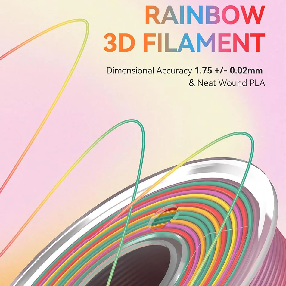 Żarnik do drukarki 3D JAYO Rainbow 1,75 mm PLA / Silk PLA / PLA Przezroczysty żarnik Rainbow 3D