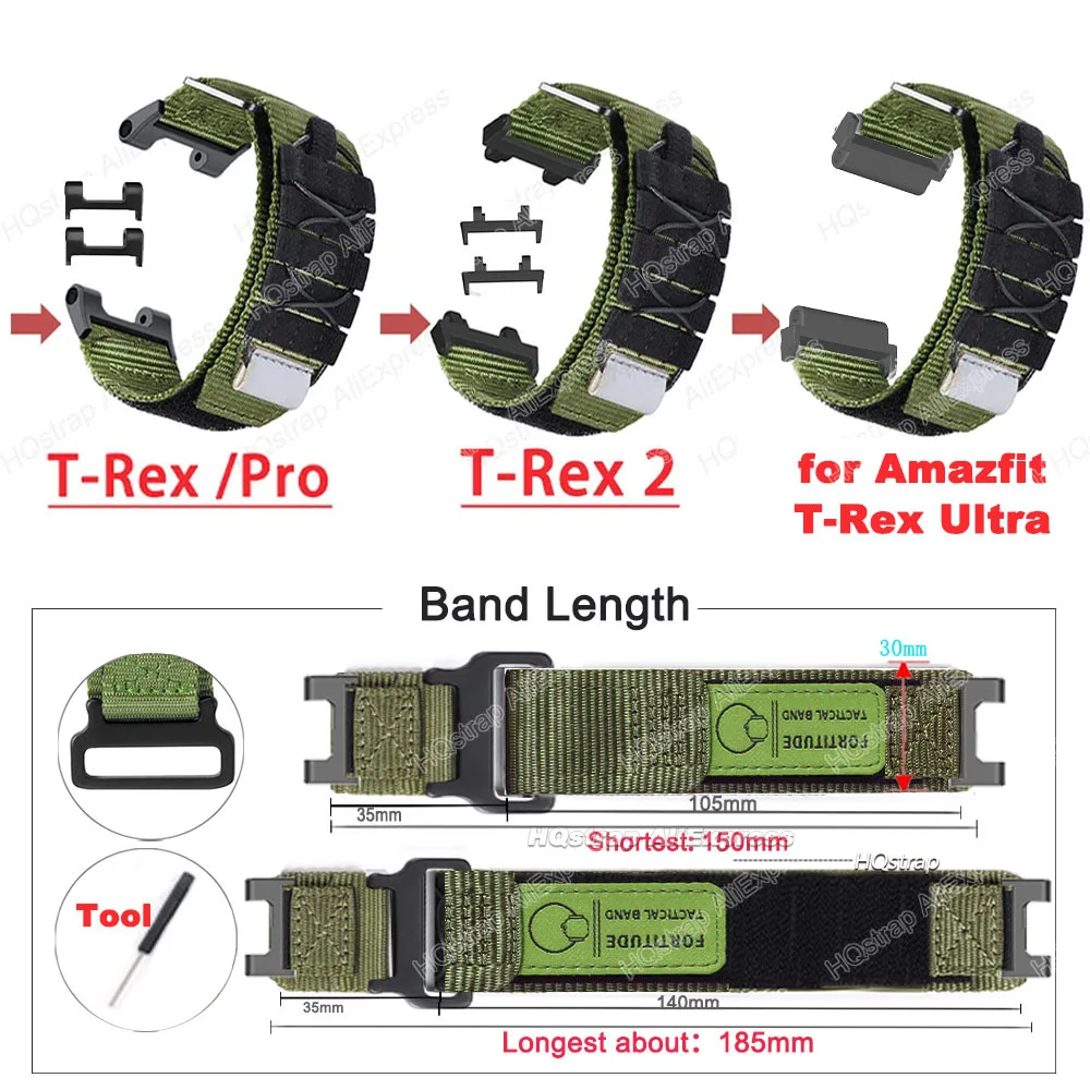 New Sport Nylon Strap for Huami Amazfit T-rex 2 Ultra Watch Band for Amazfit T-rex Pro Tyrannosaurus Bracelet Loop Wristband