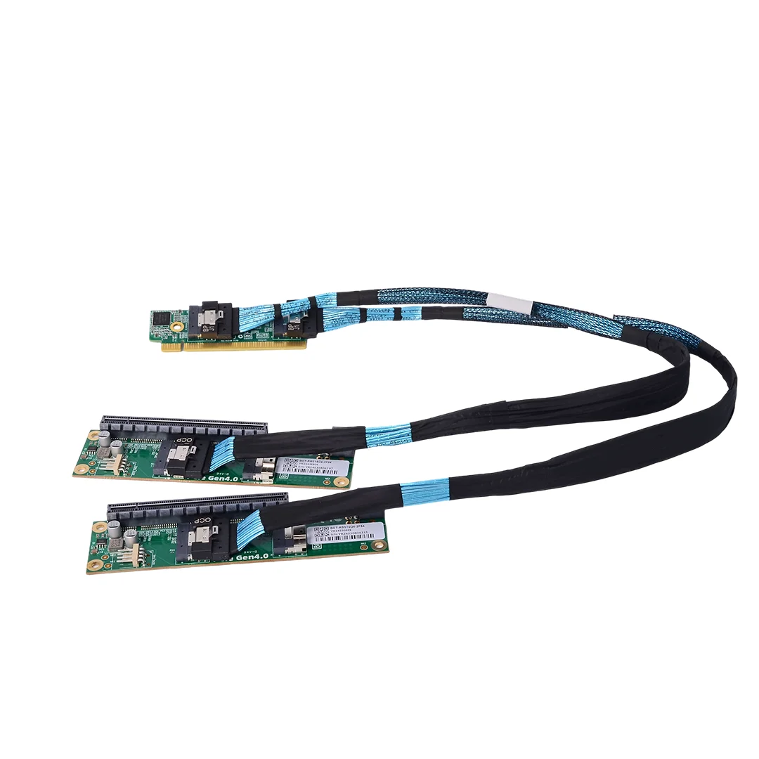 PCIe 4.0 8654 Adapter Card 1U ,MCIO Baseplate SlimSAS SFF-8654 8i Cable,Riser Kit 0.6m/0.9mfor eGPU Game GPU External Expansion