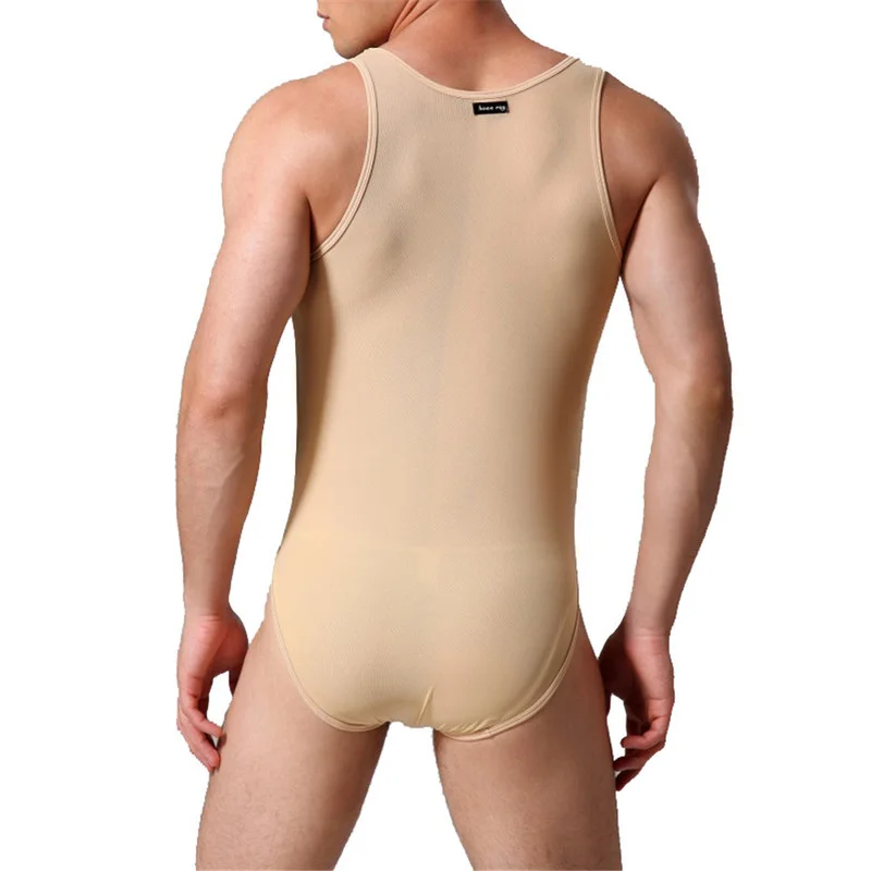 Sheer Mesh Bodysuit for Men See Through Lingerie Fetish Teddy Transparent Underwear Sexy Clubwear