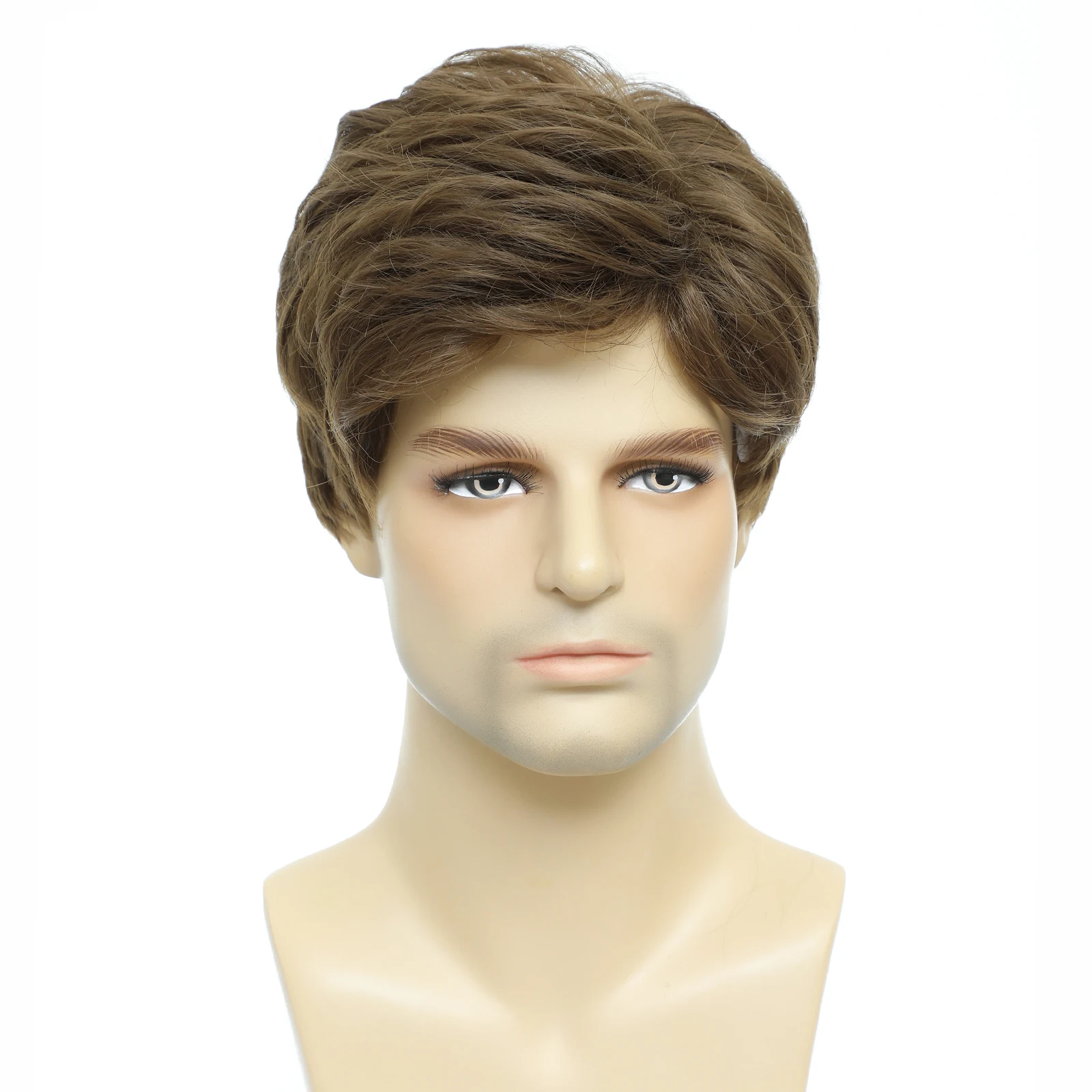 

BCHR Mens Wigs Short Brown Wig Men Natural Fluffy Cosplay Costume Synthetic Mens Wig for Male Guy