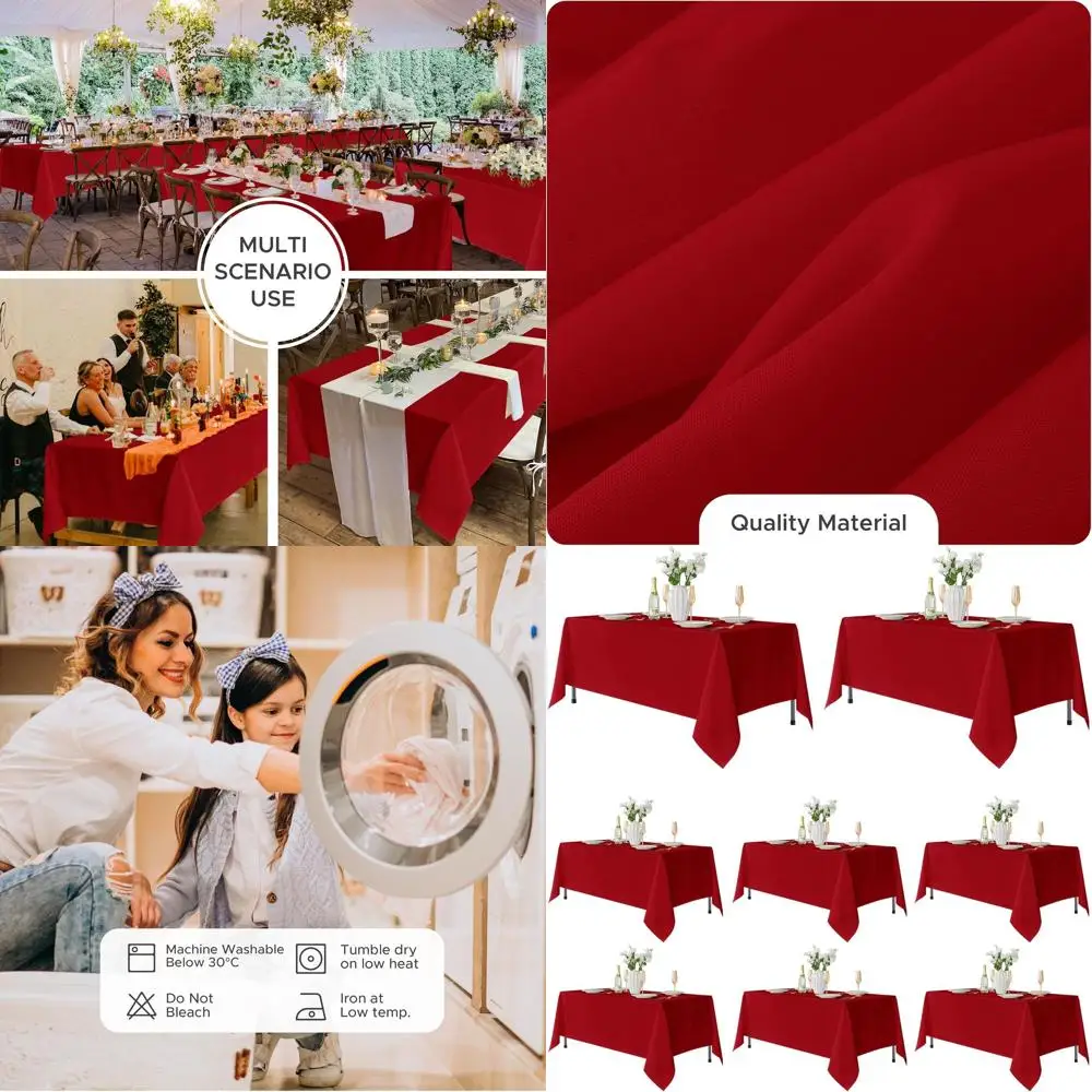 

Red 70x120 Inch Polyester Rectangular Tablecloth, Stain & Wrinkle Resistant for Wedding, Christmas, Party, Dining & Banquet Even