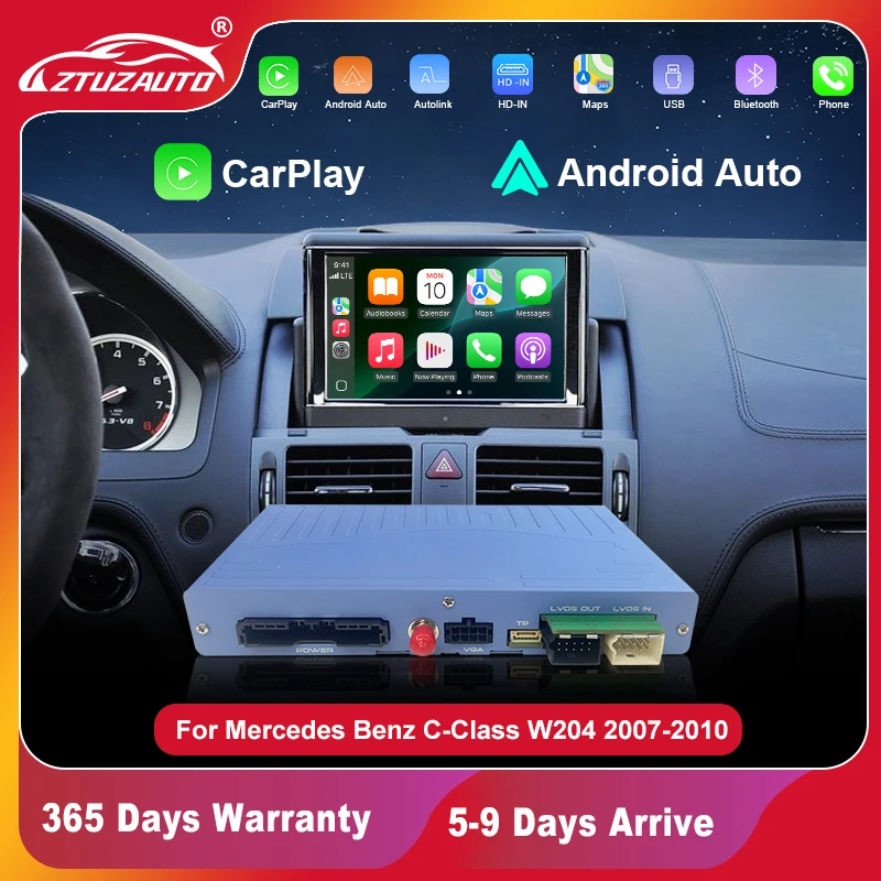

Беспроводной адаптер CarPlay Android Auto для Mercedes Benz C Class W204 2007-2010, обновление радио, поддержка передних/задних камер