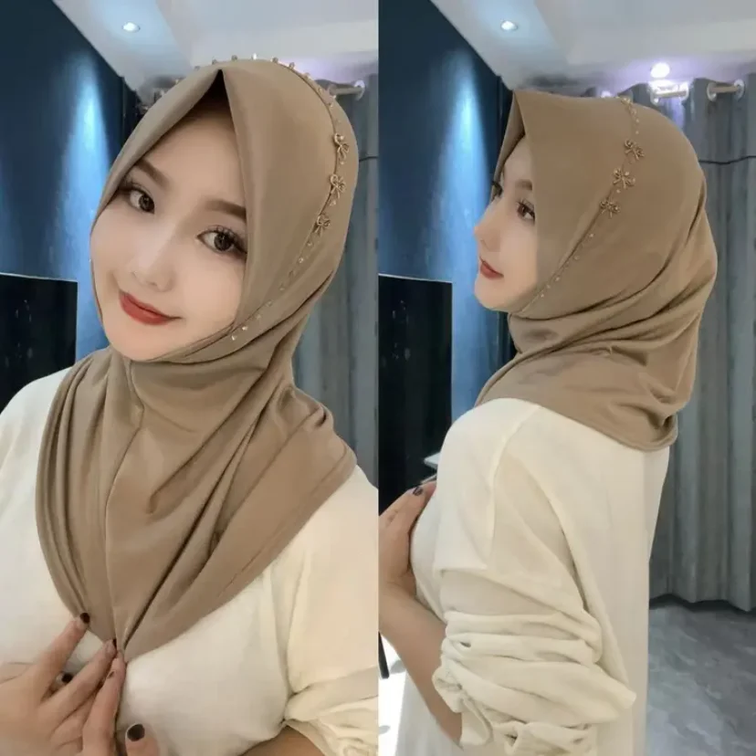 2024 Bow Sweet Girls Ready To Wear Head Cover Moslem Instant Hijab