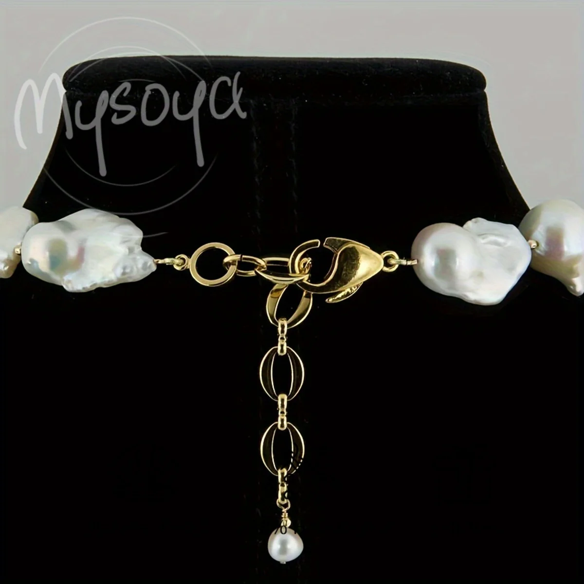 

MYSOYA 15-20mm White Baroque Freshwater Pearl Necklace Extender Chain With Gift Box Perfect Gift For Wedding Birthday Christmas