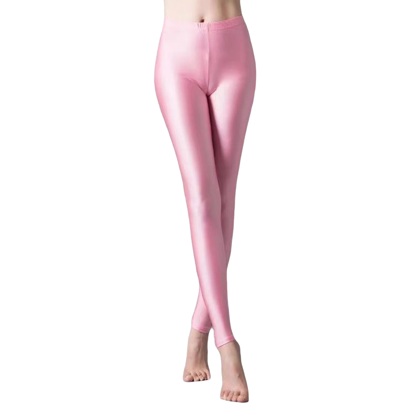 Hoge elastische glanzende skinny legging dames glanzende metallic broek slim fit elastische panty workout legging sport fitness yoga broek