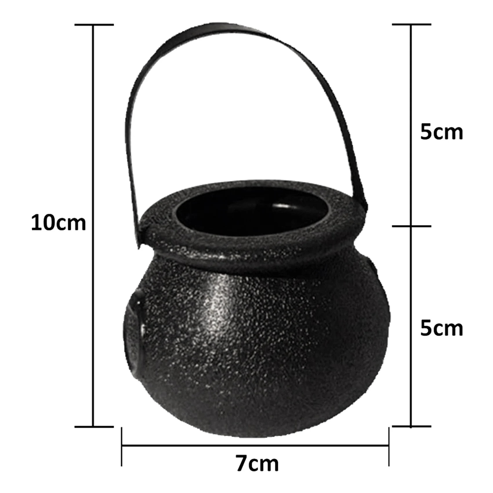 TFORU-72 Pack Plastic Black Witch Candy Bowls Cauldrons,Pot With Handle ,For Halloween, Easter, St Patrick's Day Party Favors