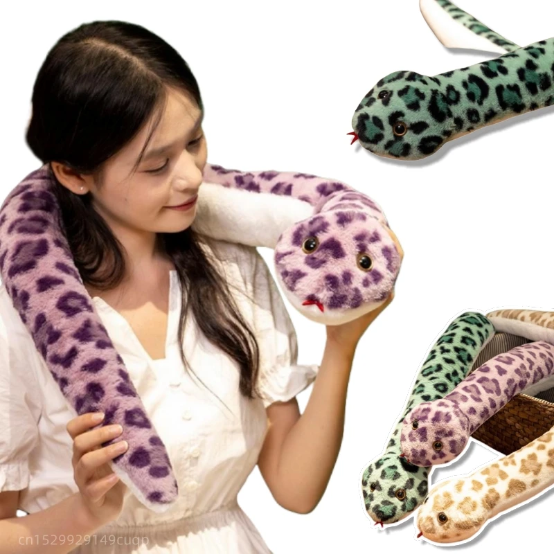 

Милая мультяшная плюшевая кукла-подушка в виде змеи красочная пятнистая накладка-боа, плюшевая игрушка для рептилий, домашний декор, подарок для мальчиков и девочек