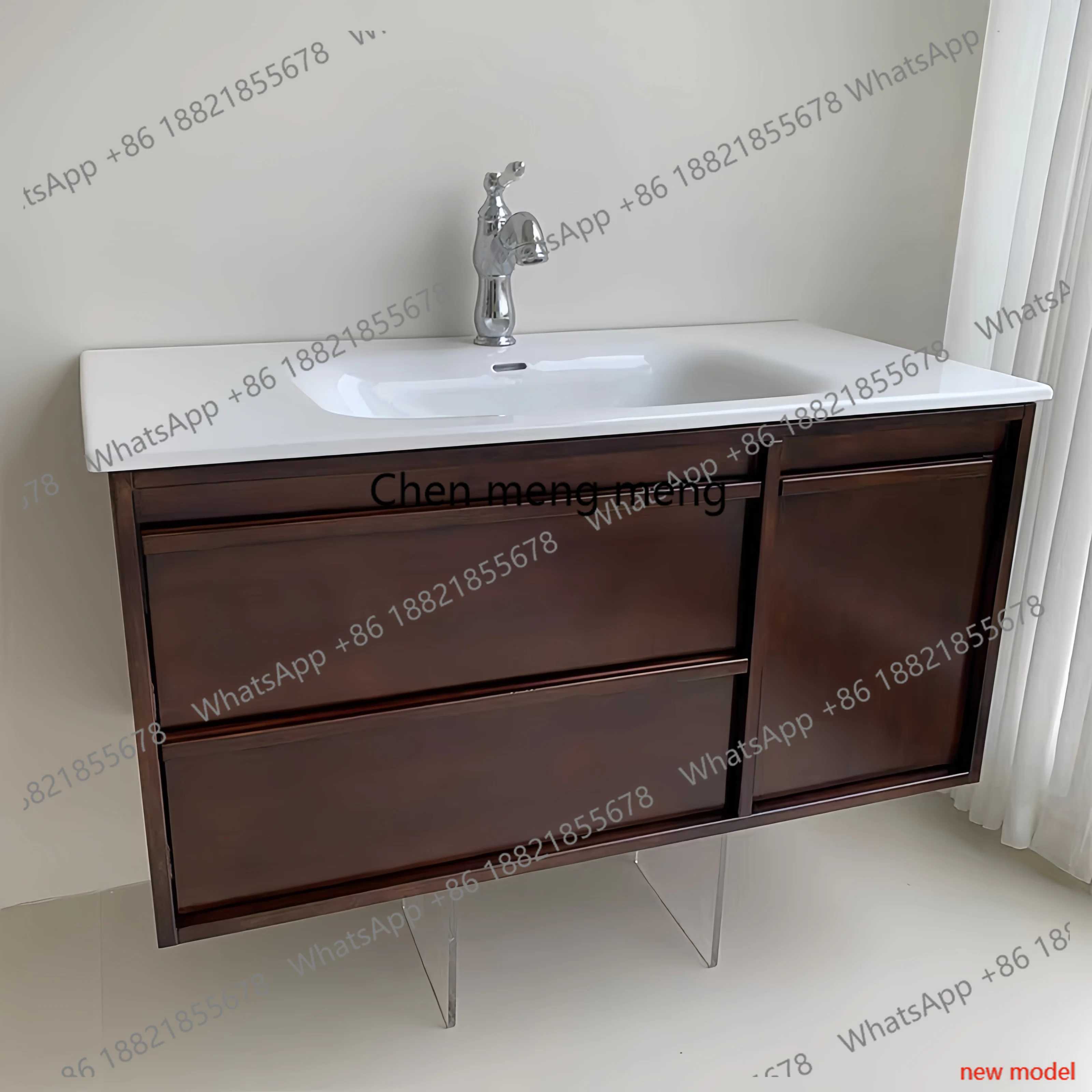 Oak paint antique bathroom cabinet ceramic integrated washstand