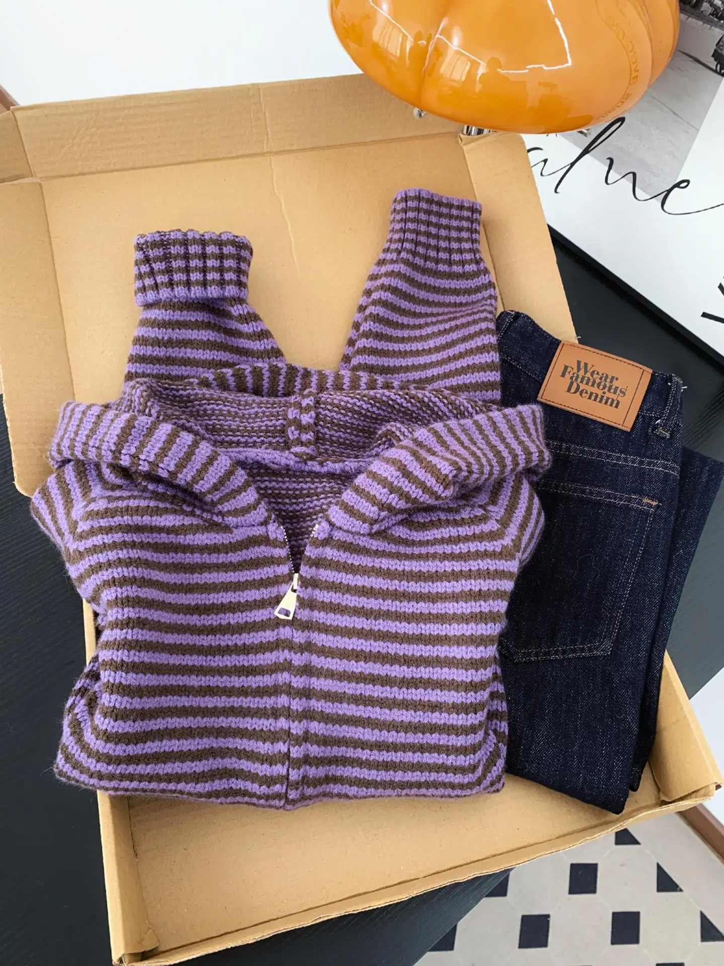 

Loose Casual Women's Knitted Open Cardigan Autumn Winter Stripe Color Blo Lazy Sle Sweatirt Jaet Sweet Sle Regular ...