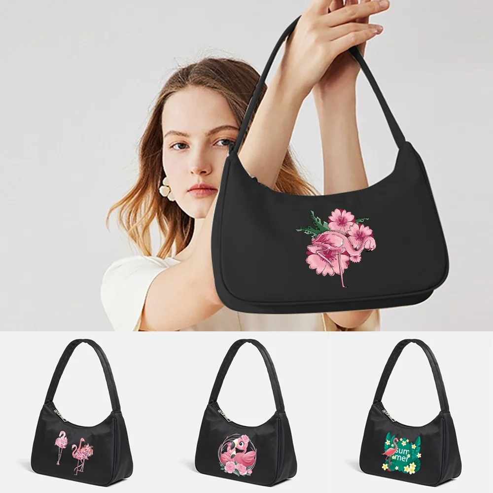 

Fashion Underarm Bags Ladies Shoulder Bags 2022New Casual Handbag Purses Harajuku Shoulder Hobo Bags Organizer Flamingo Print