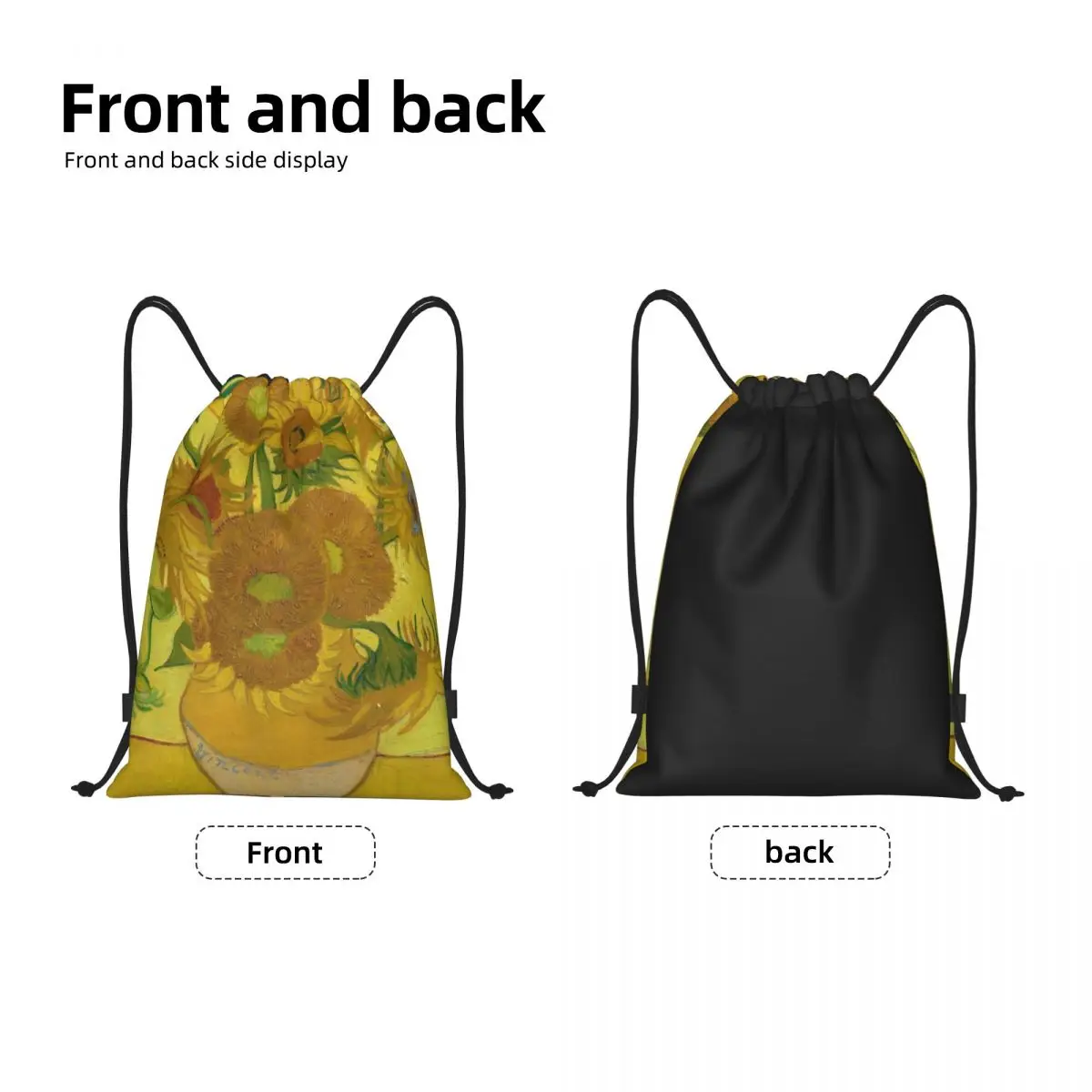 Custom Vincent Van Gogh Vase With Twelve Sunflowers Drawstring Backpack Women Men Gym Sport Sackpack Foldable Shopping Bag Sack