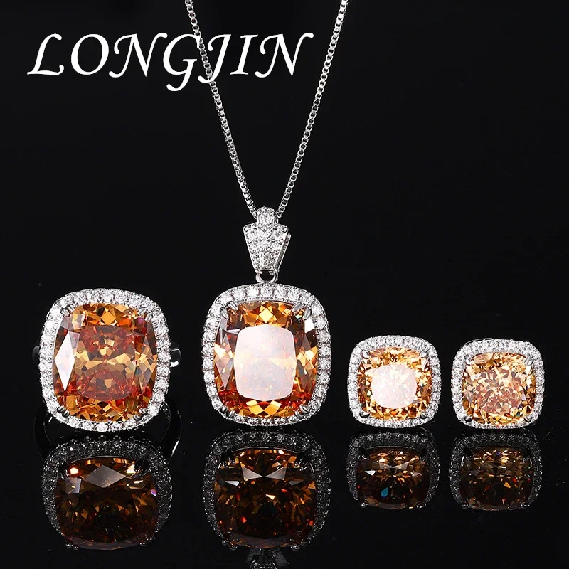 

Champagne Crystal 14*16mm Accessories for Women Necklace and Earrings High End Jewelry Luxury Quality Jewelry FreeShipping Items