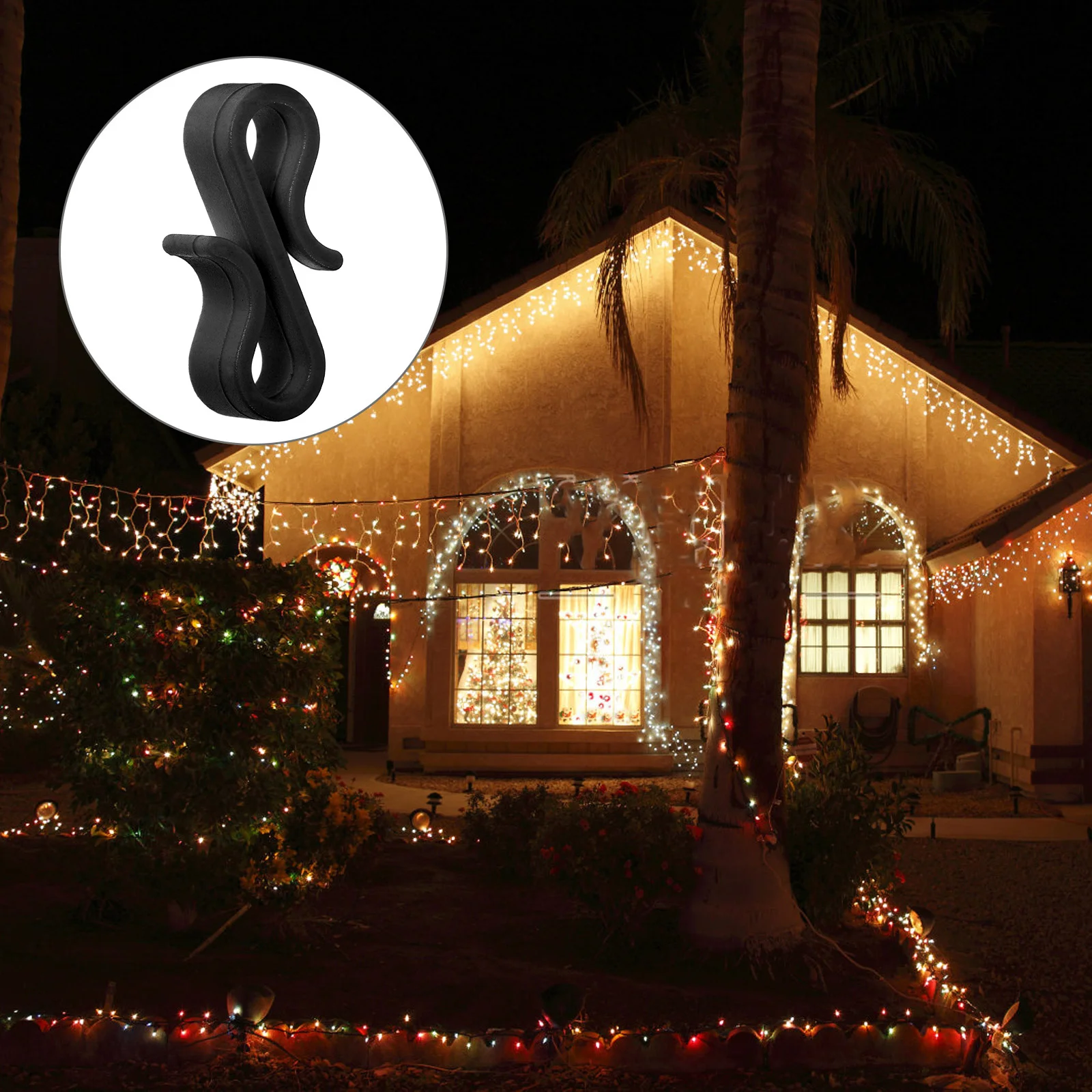 

50 Pcs Gutter Light Hooks for Lights Outdoor Christmas Patio Decorations Clips Hanging