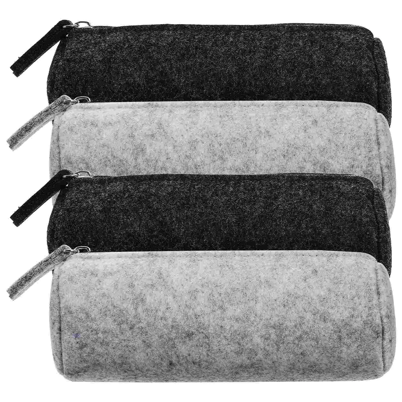 

4 Pcs Kids Pencil Case Makeup Stationery Felt Pouch Storage Bags Adorable Portable Aluminum Alloy