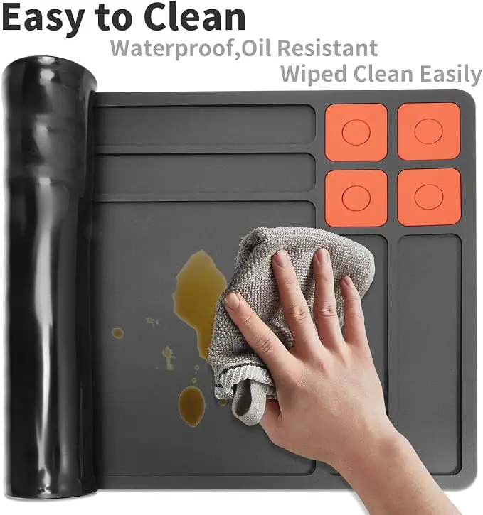 Magnetic Maintenance Work Mat PVC Repair Cleaning Pad Anti‑Slip Backing Tool Storage Area Rollable Portable Hunting Accessories - view 6