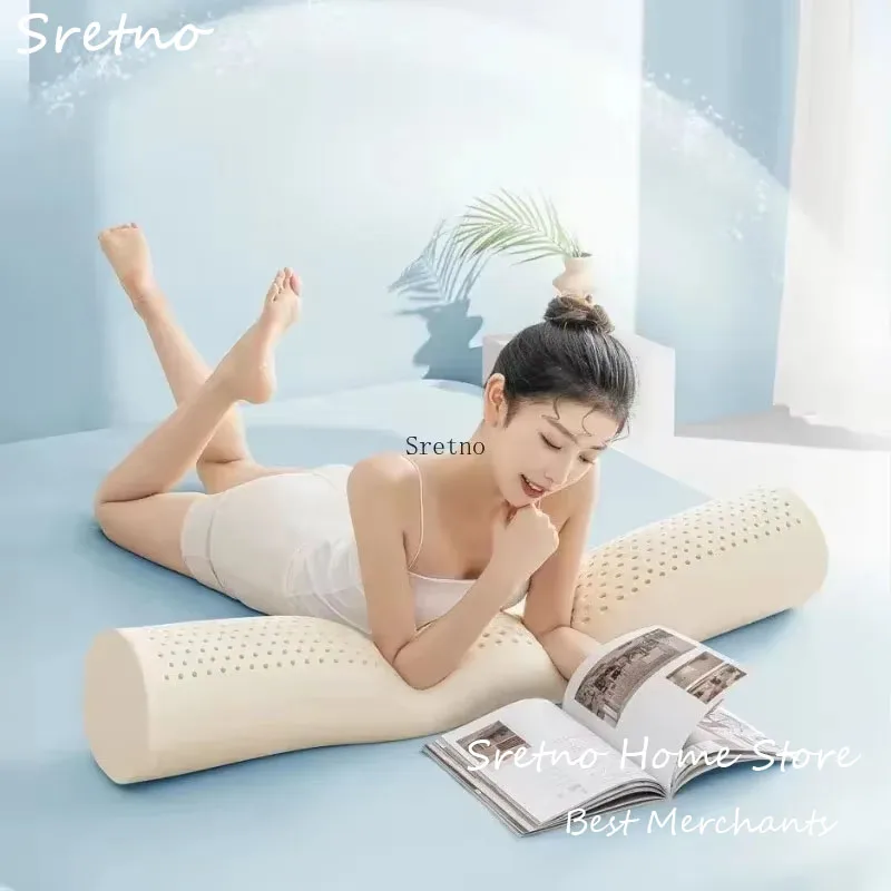 

SRETNO Natural Latex Cylindrical Neck Pillow Prone Sleeping Pillows with Removable Pure Cotton Pillowcase Body Pillows almohadas